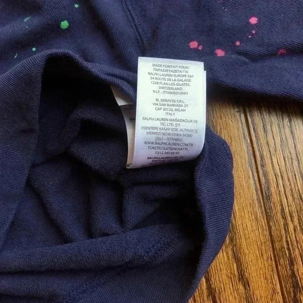 Ralph Lauren Boys 18M Navy Blue Sweater w/Paint Splatter Print Design